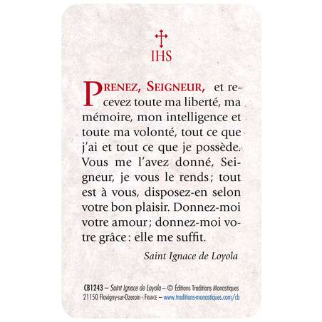 Religious article: Card-prayer of Saint Ignatius of Loyola - shop