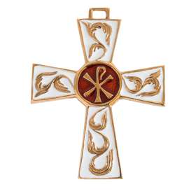 Croix en bronze avec chrisme - 9,3 cm
